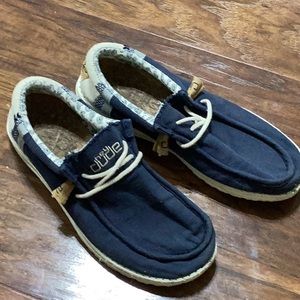 Hey Dude Wally Linen Natural Navy Men’s Size 9